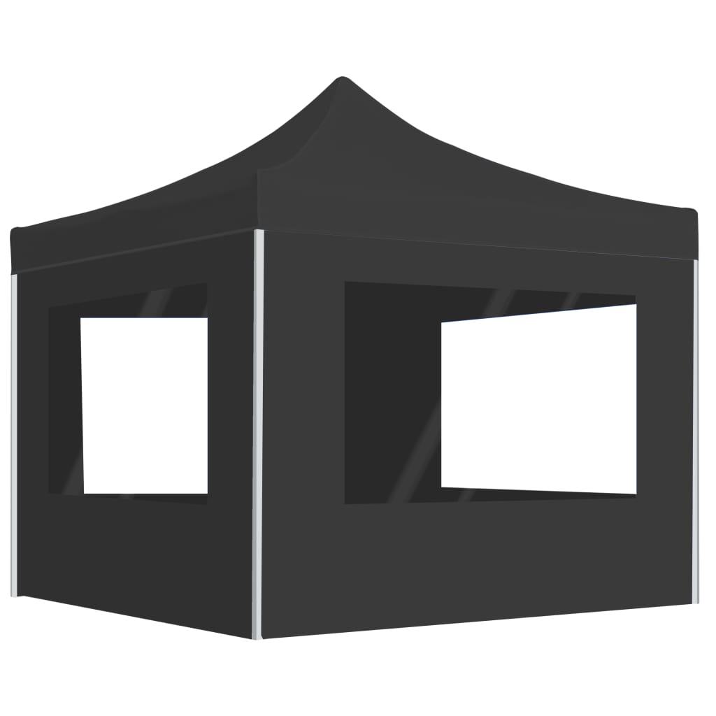 foto del prodotto gazebo pieghevole con pareti in alluminio 3x3 m antracite cod mxl 54659