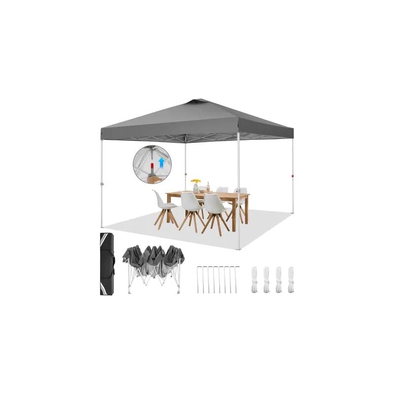foto del prodotto gazebo pieghevole da giardino 3x3m . gazebo impermeabile pop up . tendone da esterno. apertura di ventilazione superiore. altezza regolabile.