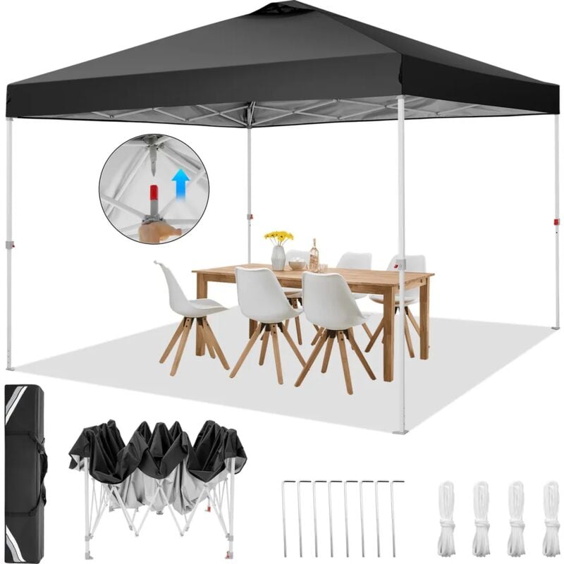 foto del prodotto gazebo pieghevole da giardino 3x3m . gazebo impermeabile pop up . tendone da esterno. apertura di ventilazione superiore. altezza regolabile.