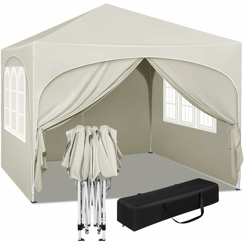 foto del prodotto gazebo pieghevole da giardino. gazebo impermeabile pop up da 3x3m con pannelli laterali. tendone da esterno. altezza regolabile. protezione uv. con