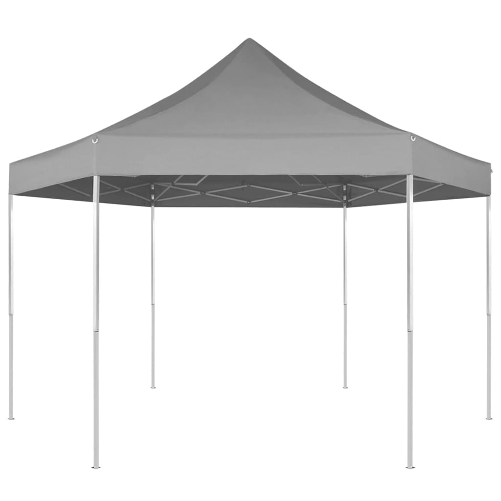foto del prodotto gazebo pieghevole esagonale pop-up grigio 3,6x3,1 m