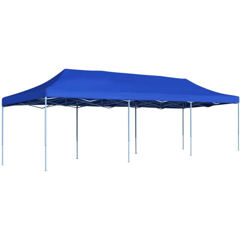 foto del prodotto gazebo pieghevole pop up 3x9 m in tessuto resistente e acciaio vari colori colore blu