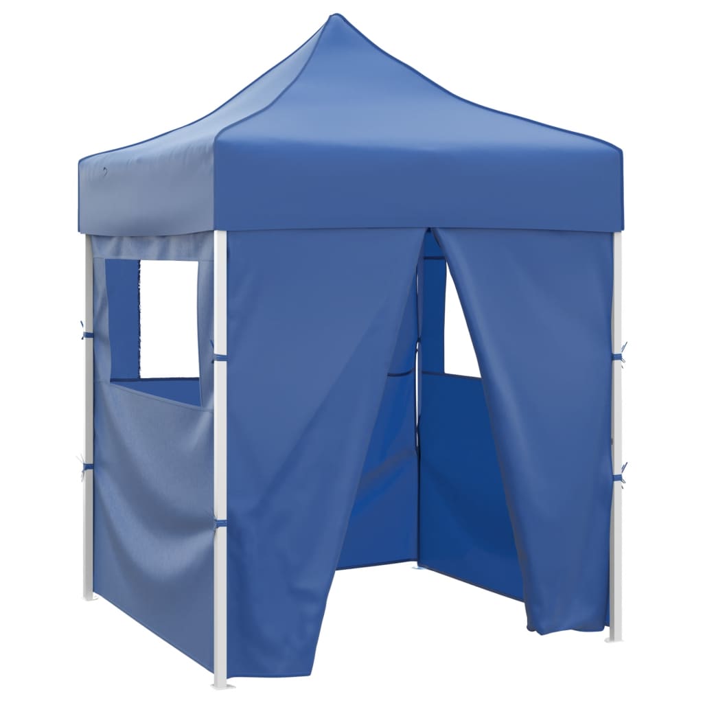 foto del prodotto gazebo pieghevole professionale 4 pareti 2x2m acciaio blu