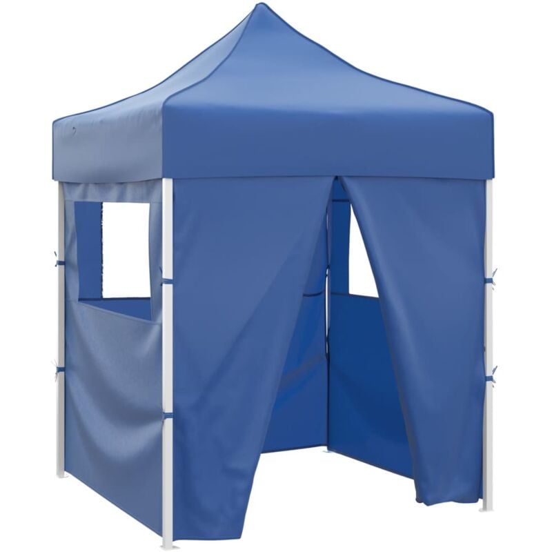 foto del prodotto gazebo pieghevole professionale 4 pareti 2x2m acciaio blu vidaxl
