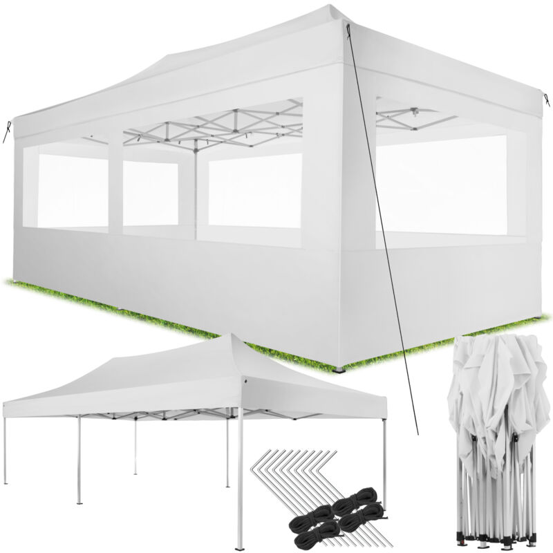 foto del prodotto gazebo pieghevole viola 3x6 m con 4 elementi laterali gazebo da giardino, gazebo richiudibile