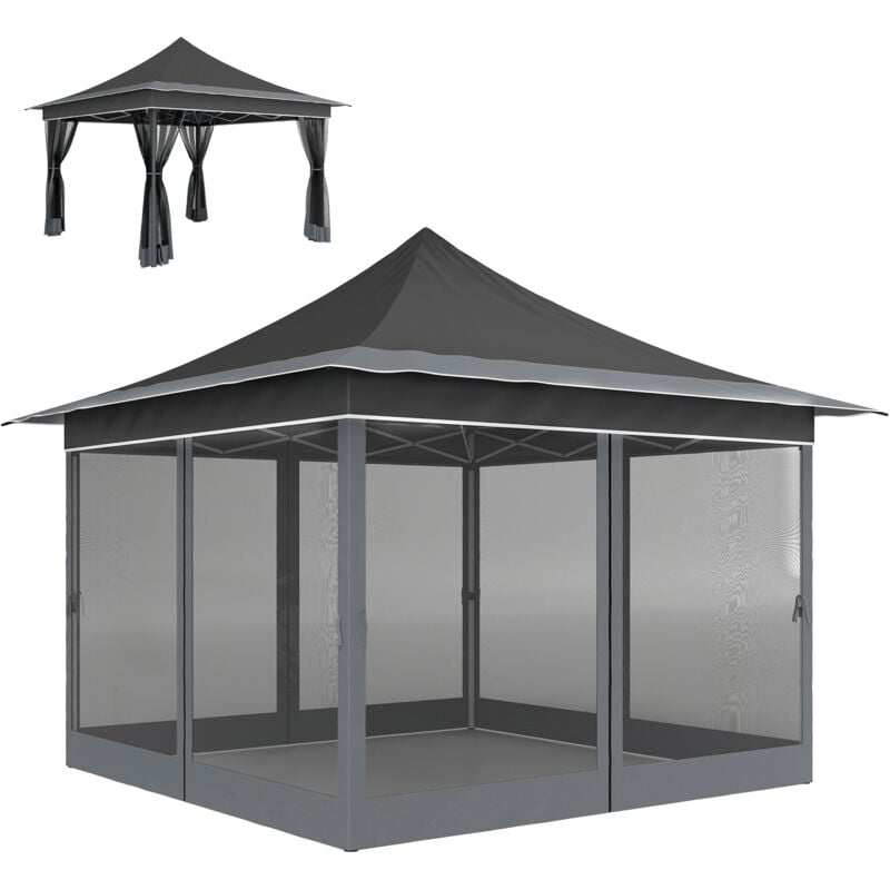 immagine 0 del prodotto gazebo pop up ad altezza regolabile con zanzariera grigio scuro outsunny