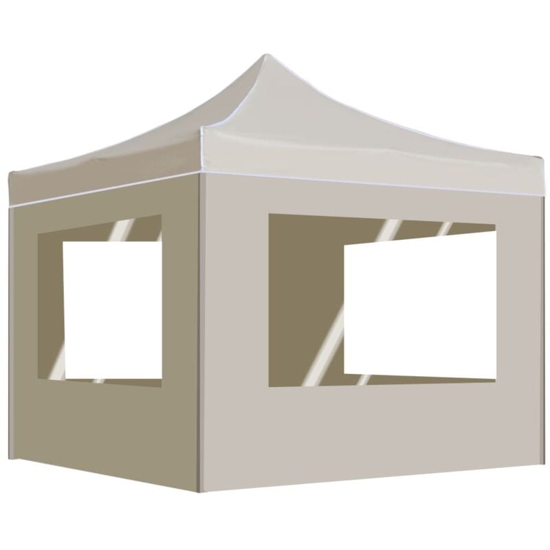 foto del prodotto gazebo professionale pieghevole alluminio con pareti 3x3m crema vidaxl 462762