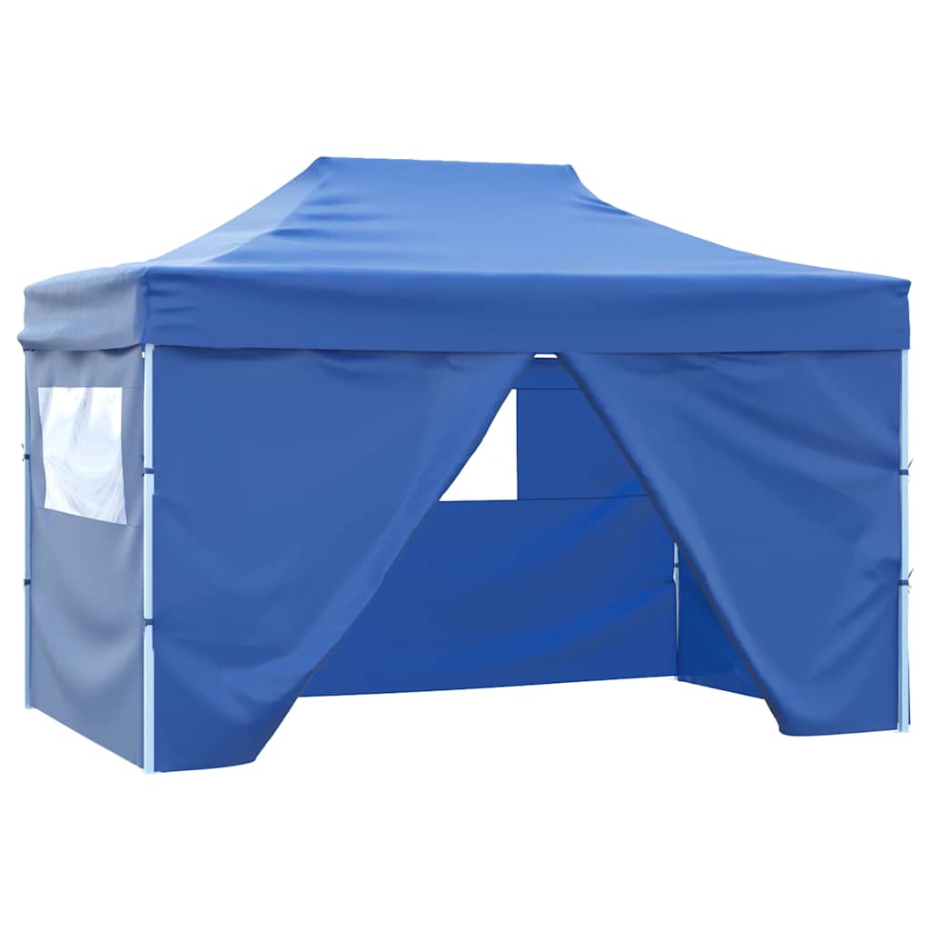 foto del prodotto gazebo professionale pieghevole con 4 pareti 3x4m acciaio blu cod mxl 66288