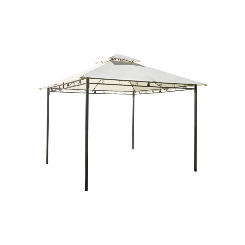 foto del prodotto gazebo quadrato in ferro antracite, copertura poliestere ecru, 3x3 mt illinois