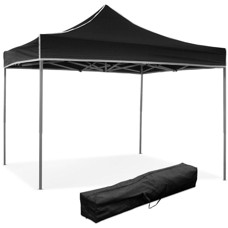 foto del prodotto gazebo richiudibile pieghevole 3 x 3 nero ricoperto in pvc impermeabile