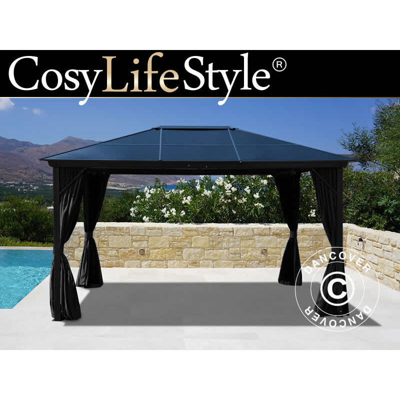 foto del prodotto gazebo santa barbara con tende e zanzariera, 3x4m, nero