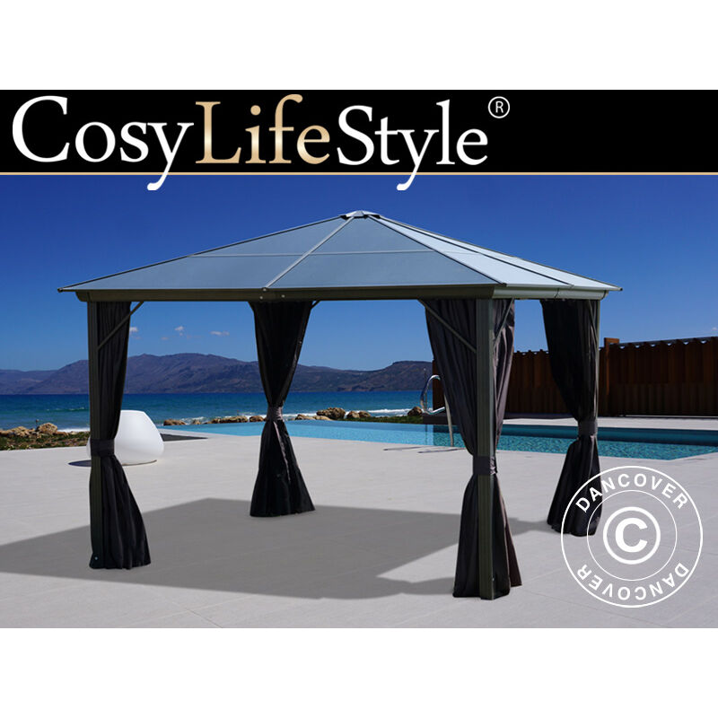 foto del prodotto gazebo santa barbara con tende e zanzariera, 4x4m, nero