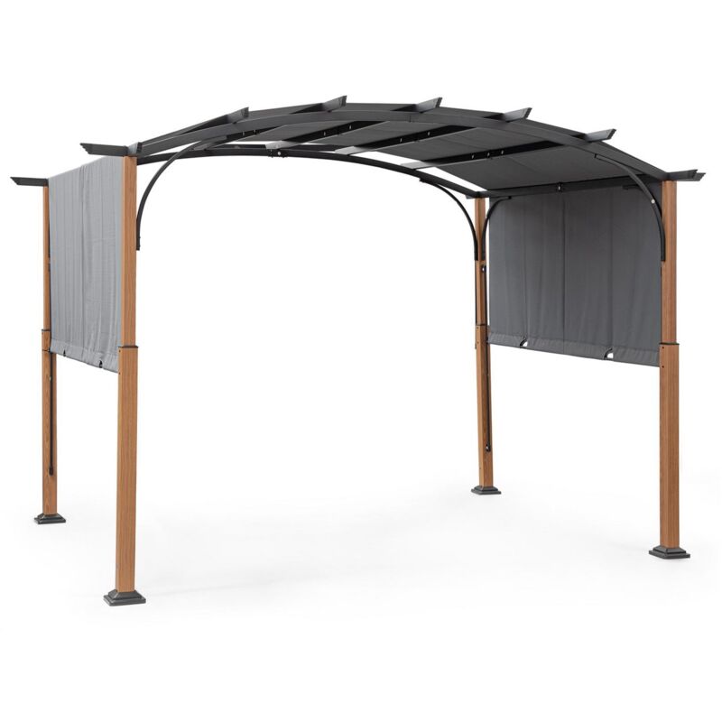 foto del prodotto gazebo taormina color naturale antracite, struttura in acciaio per esterno da 3,6 x 3 m