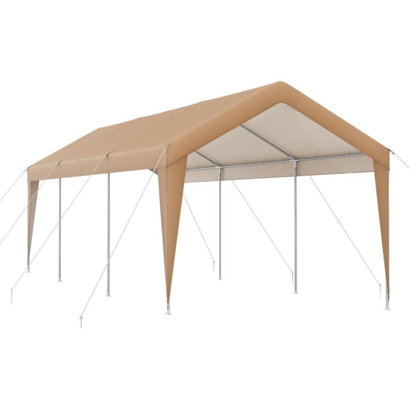 foto del prodotto gazebo tenda per posto auto da esterno, tendone garage per auto, carport tenda impermeabile in metallo, 301 x 600 x 285 cm costway