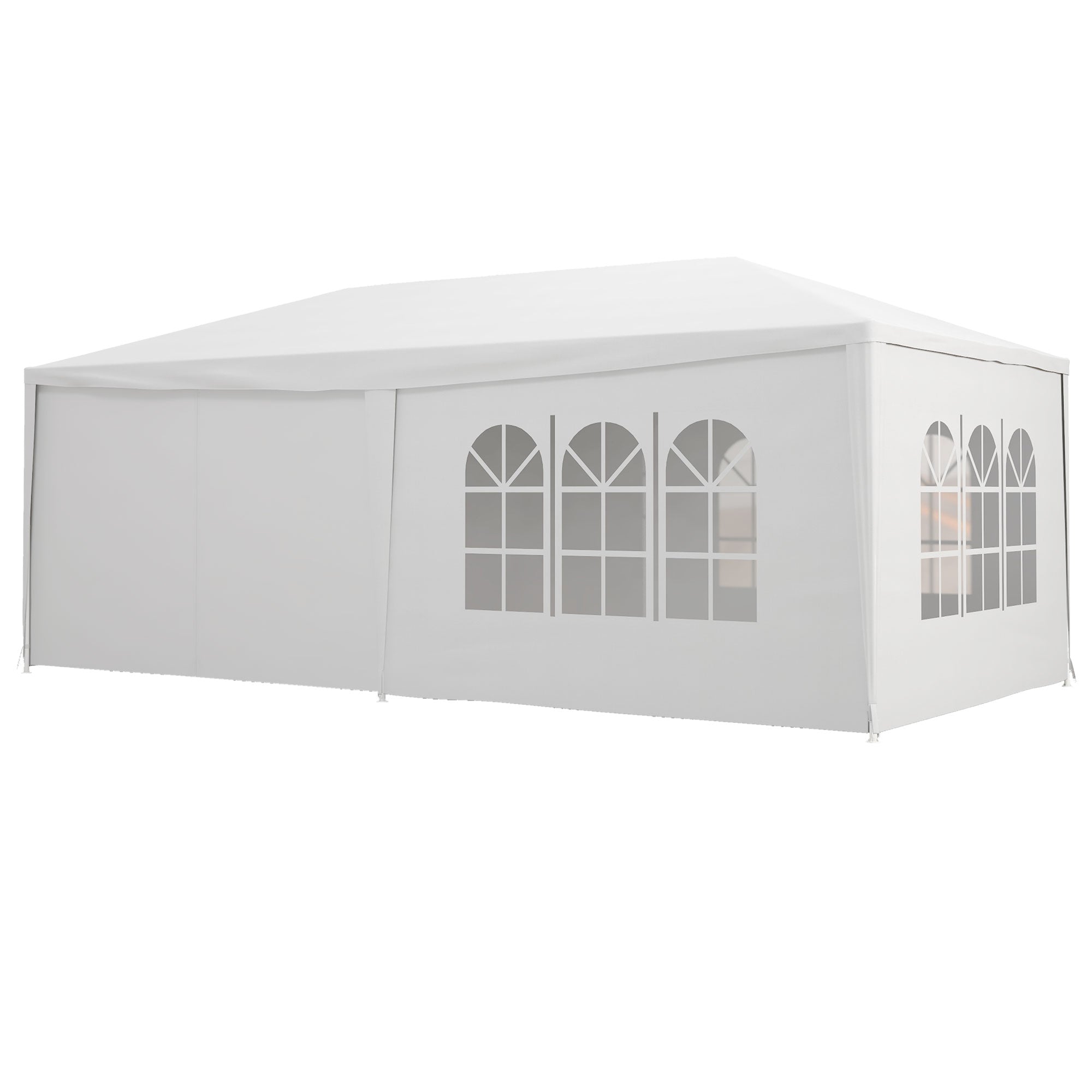 foto del prodotto gazebo tendone per feste con pareti laterali rimovibili porte e finestre 6x3m bianco