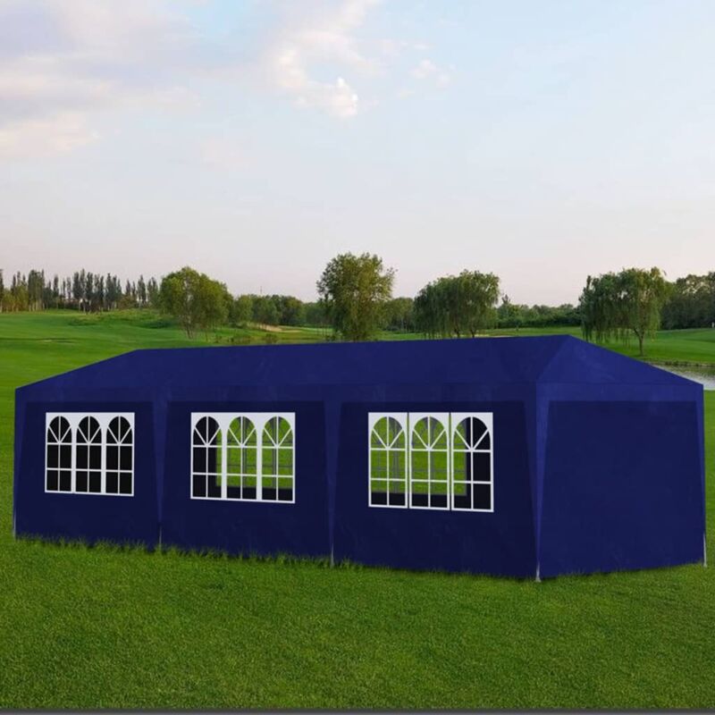 foto del prodotto gazeo da esterno tenda per feste blu con 8 pareti 9 x 3 x 2,5 m