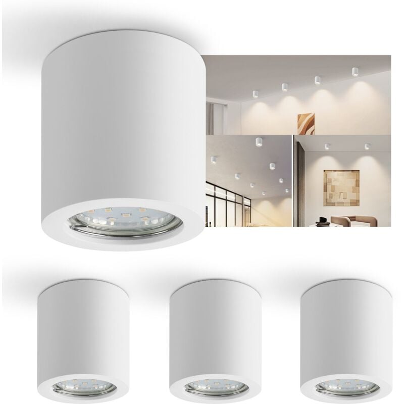foto del prodotto gbly 4x spot di costruzione bianco spot di costruzione rotondo gu10 spot lampada da soffitto montaggio 230v in gesso lampada di costruzione piccola