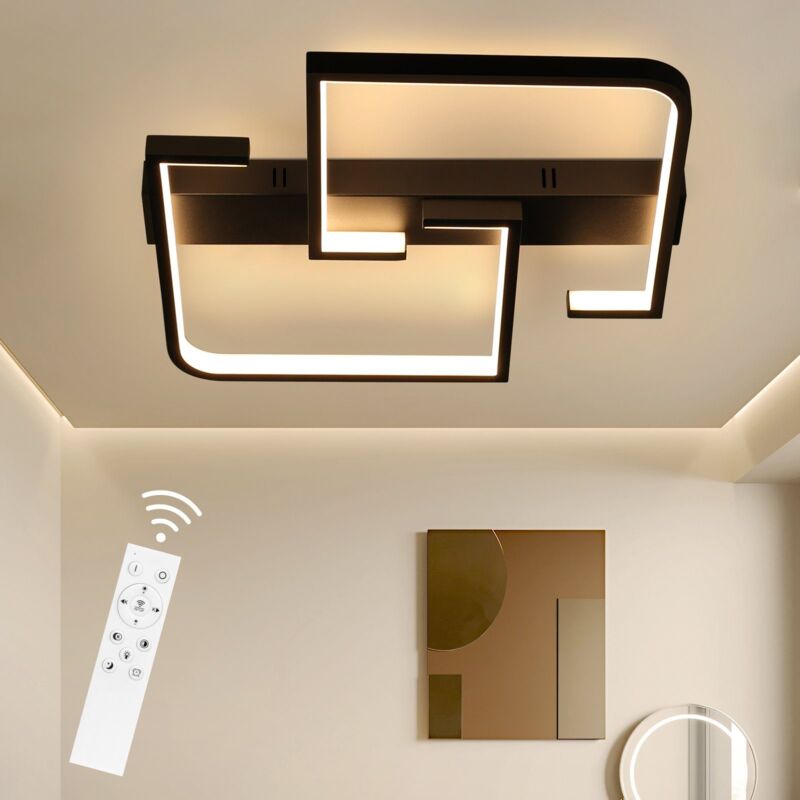 foto del prodotto gbly apparecchio da soffitto led apparecchio da soffitto per salotto regolabile in luminosit con telecomando, 45w, 60cm, nero, lampada per salotto