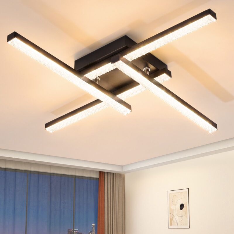 foto del prodotto gbly apparecchio da soffitto led per cucina nero 45,5 cm lampada da camera da letto 3000 k bianco caldo lampada da cucina in cristallo design