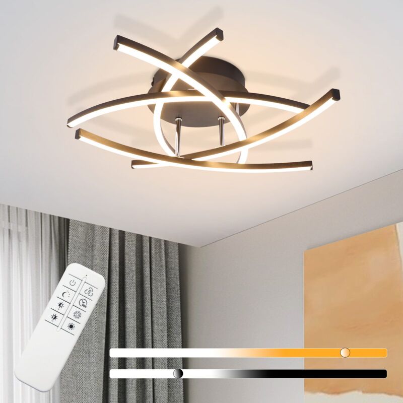 foto del prodotto gbly apparecchio da soffitto led per salotto lampada da cucina in metallo, 32w regolabile in intensit , nera con telecomando, design moderno.