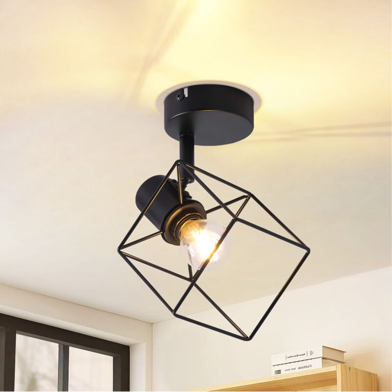 foto del prodotto gbly apparecchio da soffitto spot in nero apparecchio da soffitto e14 con spot ruotabili a 350 spot in metallo vintage, lampada per salone,