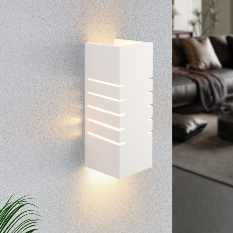 foto del prodotto gbly applique murale interna lampada da parete up down design moderno e14 illuminazione per scale bianca applique murale in gesso per camera da