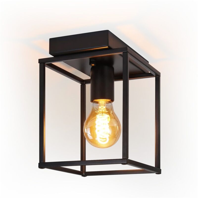foto del prodotto gbly e27 plafoniera retr lampada da cucina industriale nera per camera da letto soggiorno lampada da soffitto vintage in metallo per corridoio