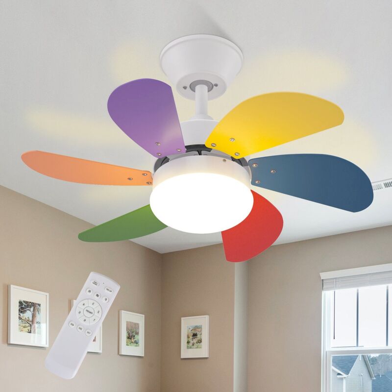 foto del prodotto gbly e27 ventilatore da soffitto silenzioso a 6 pale reversibili, 75 65.5 42.5cm colore max.40w, timer, per camera da letto soggiorno