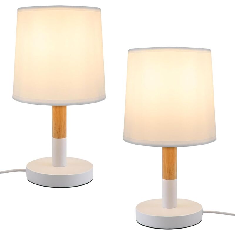 foto del prodotto gbly ensemble de 2 lampes de chevet pour le salon lampe de table avec douille e27, lampe de chevet blanche de style campagnard moderne pour la
