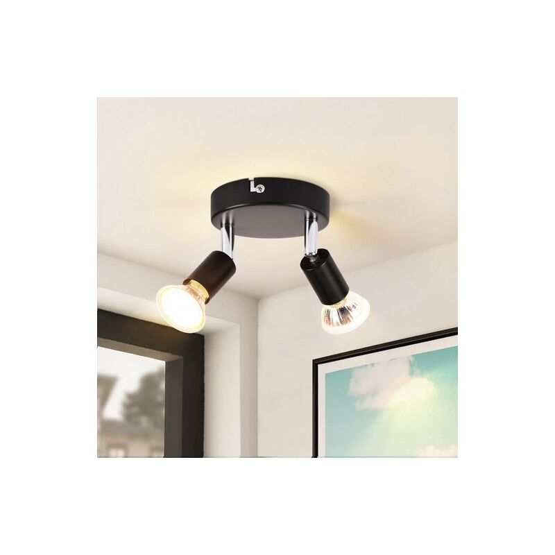 foto del prodotto gbly faretto da soffitto 2 fiamme nero moderna plafoniera gu10, orientabile 350 , senza lampadina, soggiorno camera da letto corridoio
