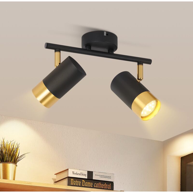 foto del prodotto gbly faretto da soffitto 2 lampadine gu10 faretti da soffitto faretto da parete per corridoio oro nero faretto girevole a 350 lampada da
