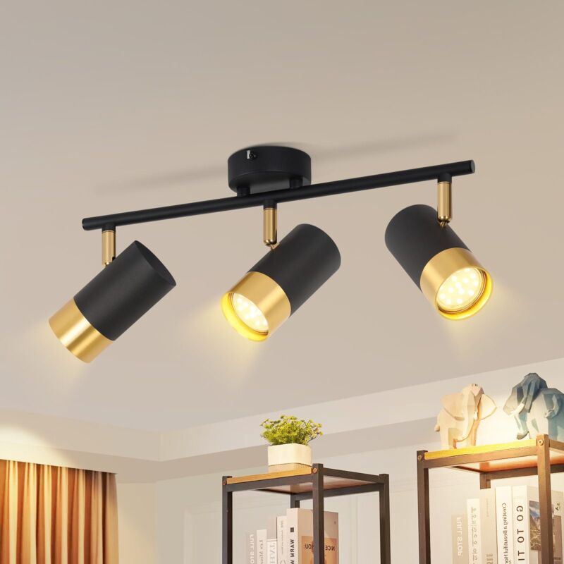 foto del prodotto gbly faretto da soffitto 3 lampadine gu10 faretti da soffitto faretto da parete per corridoio oro nero faretto girevole a 350 lampada da corridoio
