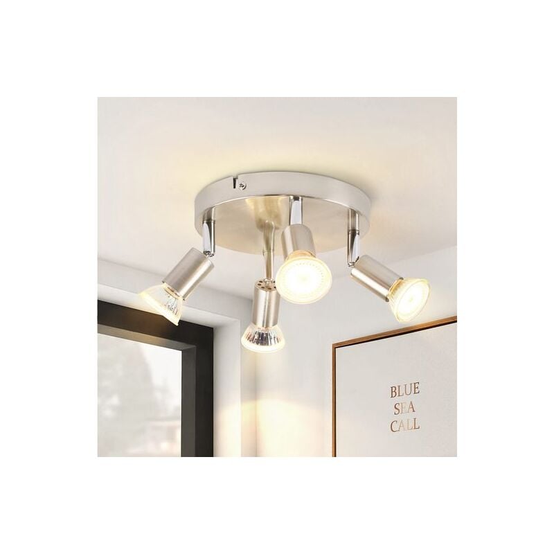 foto del prodotto gbly faretto da soffitto 4 fiamme argento moderna plafoniera gu10, orientabile 350 , senza lampadina, soggiorno camera da letto corridoio