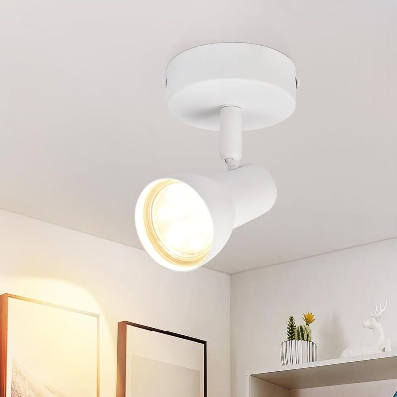 foto del prodotto gbly faretto da soffitto a 1 fiamma per corridoio. moderna plafoniera in metallo bianco gu10, plafoniera per interni, girevole a 350 , per camera