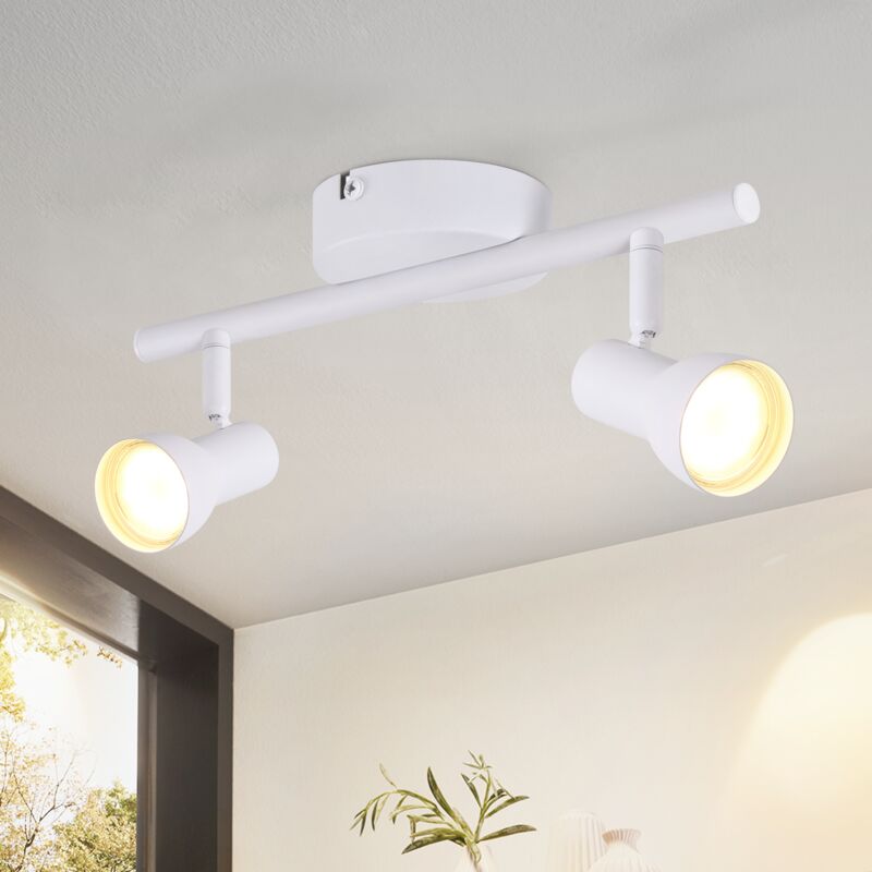 foto del prodotto gbly faretto da soffitto a 2 fiamme per corridoio design moderno, bianco, per interni, gu10, faretti in metallo, orientabili a 350 , per camera