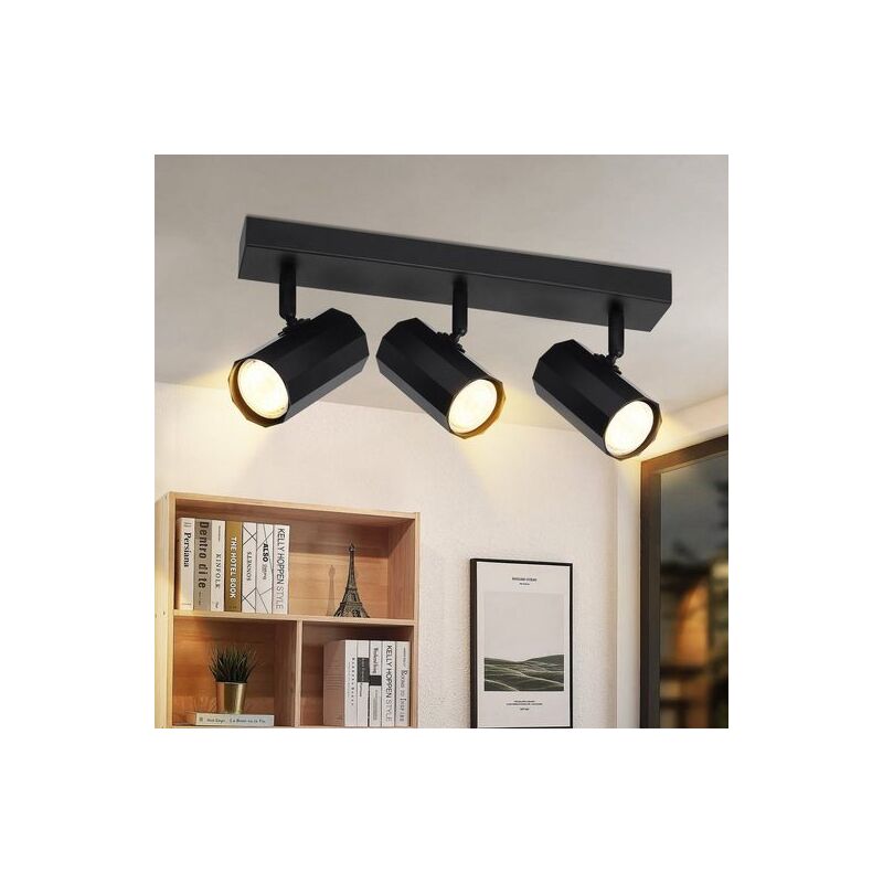 foto del prodotto gbly faretto da soffitto a 3 fiamme lampada da cucina vintage nera gu10 orientabile 330 retro max. 25w metallo per soggiorno, sala da pranzo,