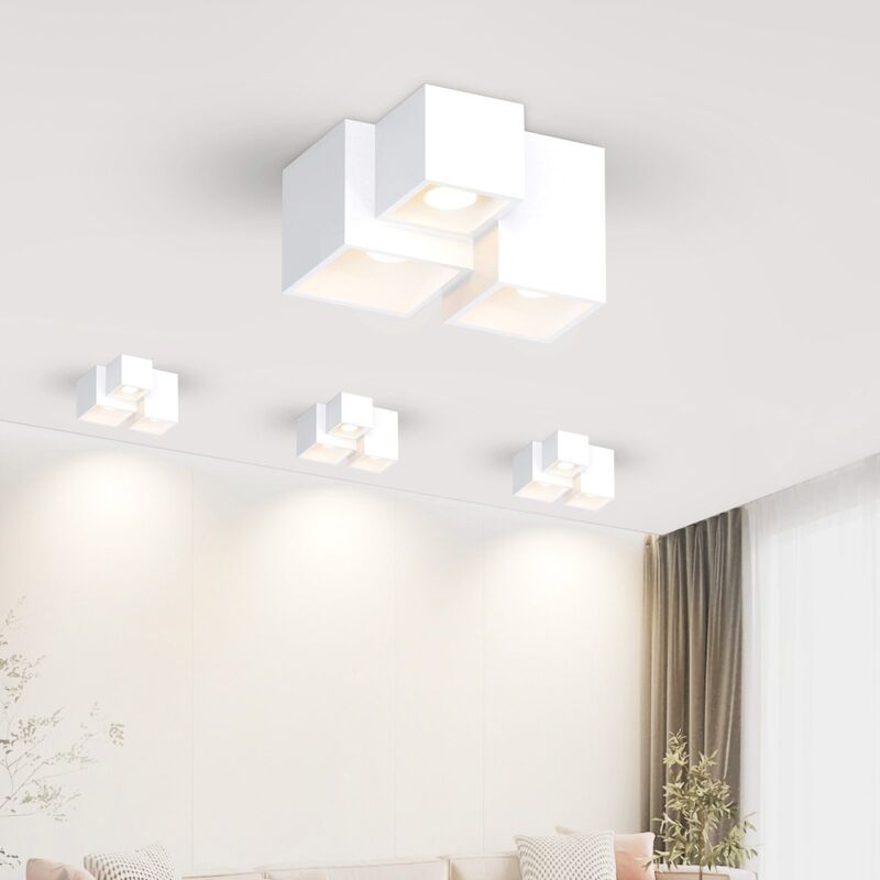 foto del prodotto gbly faretto da soffitto a 3 luci bianco per montaggio in superficie, faretto da soffitto per montaggio in superficie piatta faretto quadrato