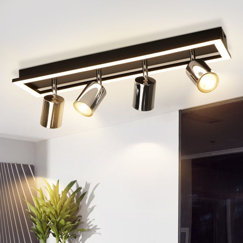 foto del prodotto gbly faretto da soffitto a led a 4 luci faretto da soffitto orientabile gu10, luce da cucina, faretto argento, 18w, luce bianca calda, plafoniera