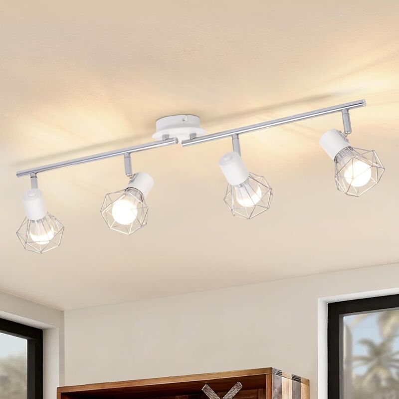foto del prodotto gbly faretto da soffitto bianca soggiorno sala da pranzo illuminazione retr faretto a gabbia regolabile 4x prese e14 ruotabile 350 lampada