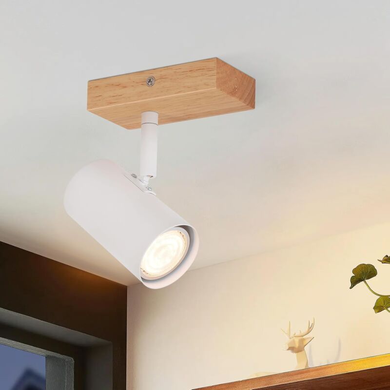 foto del prodotto gbly faretto da soffitto con 1 spot, lampada da soffitto in legno lampada da soffitto per corridoio, moderna in metallo bianco, portalampada gu10