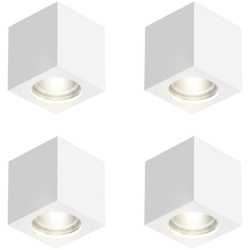 foto del prodotto gbly faretto da soffitto gu10 quadrato con 4 faretti da superficie, bianco piccolo e moderno faretto da soffitto in cartongesso, max. 40w, per