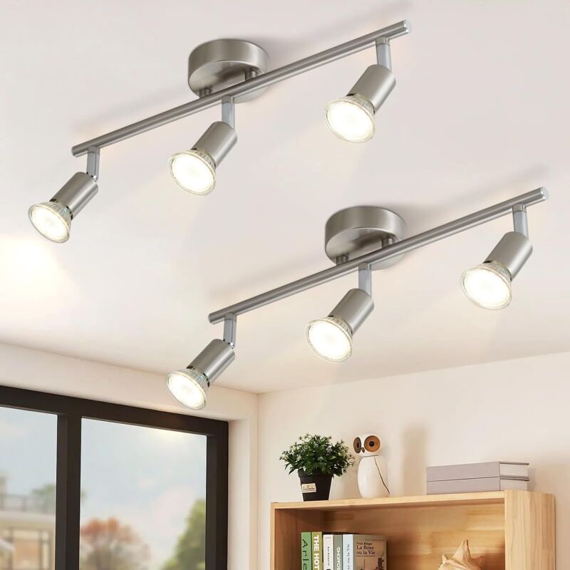 foto del prodotto gbly faretto da soffitto led 3 spot orientabili e inclinabili , gu10 , cromo , moderno , illuminazione interna a soffitto led cucina camera da