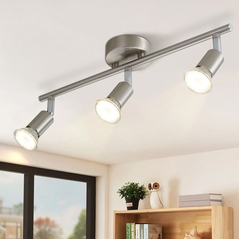 foto del prodotto gbly faretto da soffitto led 3 spot orientabili e inclinabili , gu10 , cromo , moderno , plafoniere interna a soffitto led cucina camera da letto
