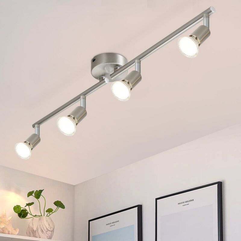 foto del prodotto gbly faretto da soffitto led 4 spot orientabili e inclinabili , gu10 , cromo , moderno , illuminazione interna a soffitto led cucina camera da