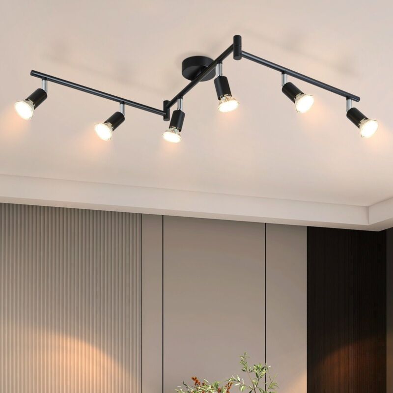 foto del prodotto gbly faretto da soffitto led 6 spot orientabile e inclinabile , gu10 , moderno , plafoniere led da soffitto interno cucina camera da letto