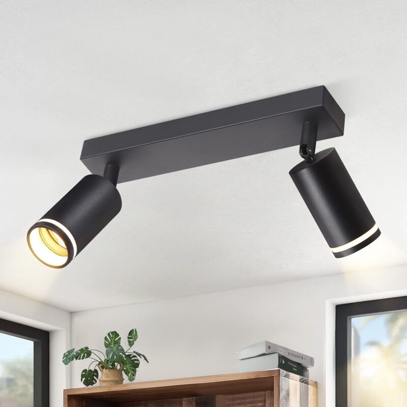 foto del prodotto gbly faretto da soffitto plafoniera led nera faretti da soffitto con 2 lampadine faretto da parete orientabile gu10 lampada da ingresso per