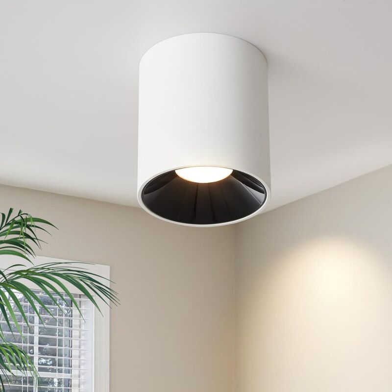 foto del prodotto gbly faretto led bianco a plafone rotondo, soffitto alluminio, lampadina led gu10 7w inclusa, faretto a plafone, illuminazione a plafone, 3000