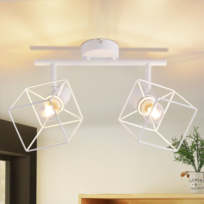 foto del prodotto gbly impianto a soffitto spot per soffitto con 2 lampadine bianche impianto a soffitto e14 orientabile a 350 lampada vintage a spot in metallo