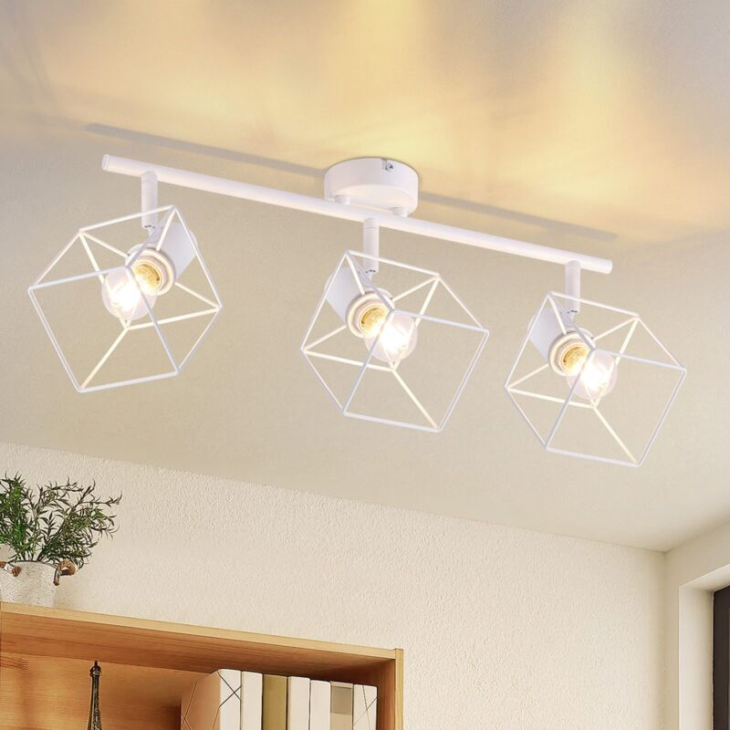 foto del prodotto gbly impianto da soffitto 3 spot bianco impianto da soffitto e14 pivotante a 350 lampada vintage spot da soffitto in metallo lampada per camera