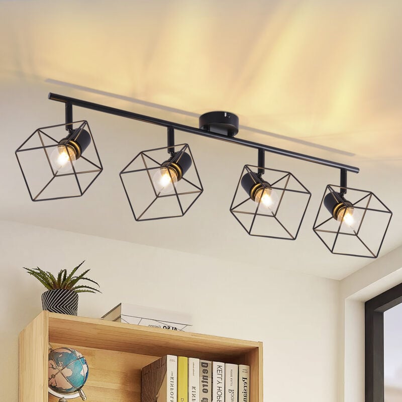 foto del prodotto gbly impianto di illuminazione da soffitto spot da soffitto con 4 lampadine nero impianto di illuminazione e14 orientabile a 350 lampada